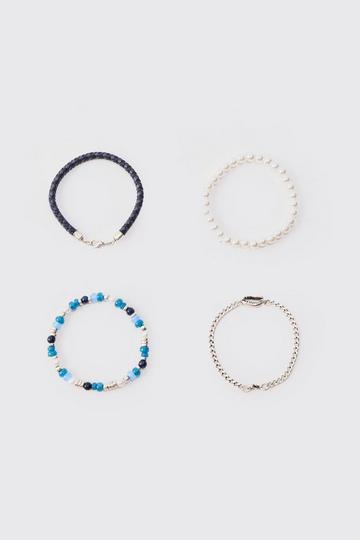 Blauwe Schelpen Armbanden Met Kraaltjes (4 Stuks) blue