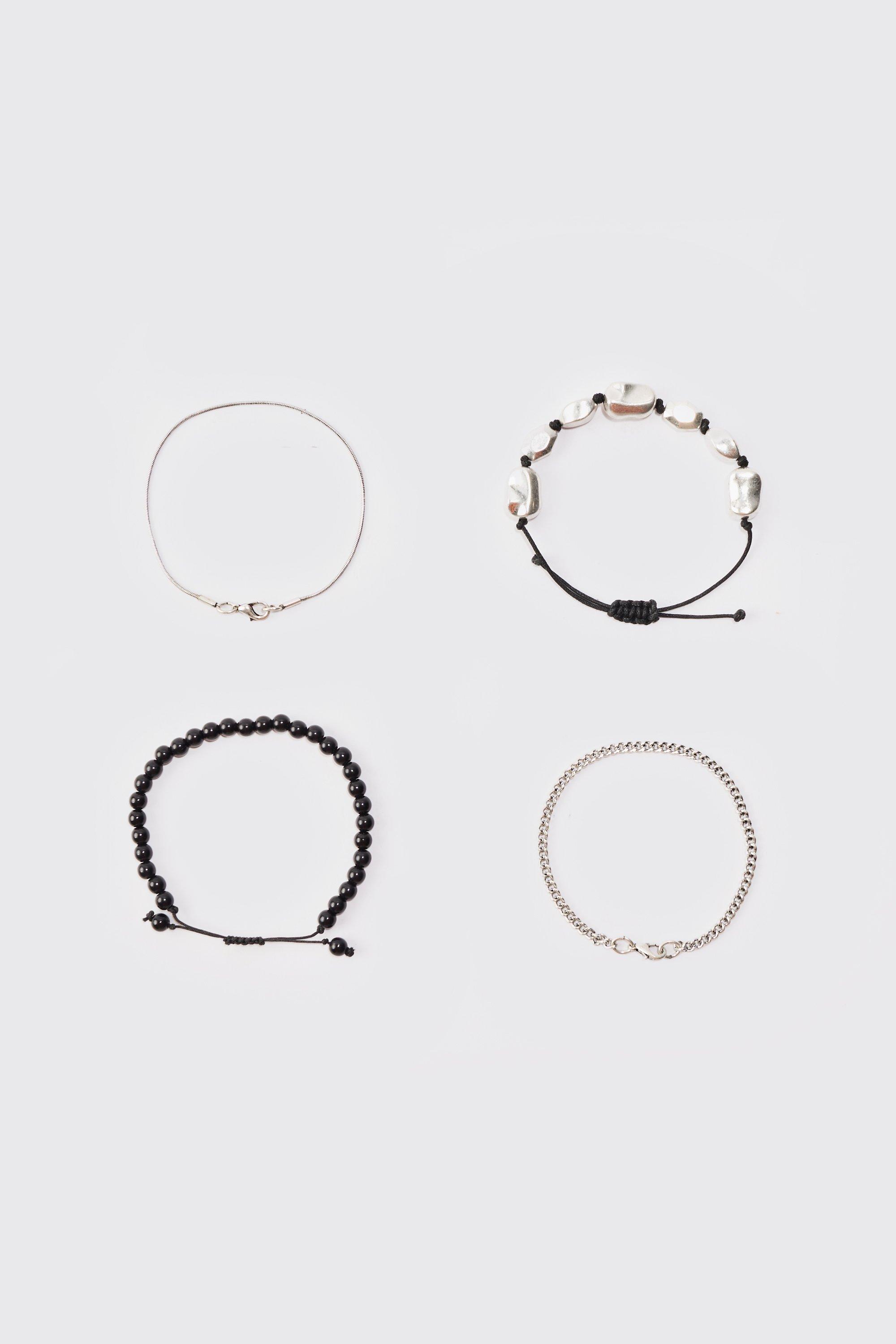 Lot de 4 bracelets en chaîne et perle