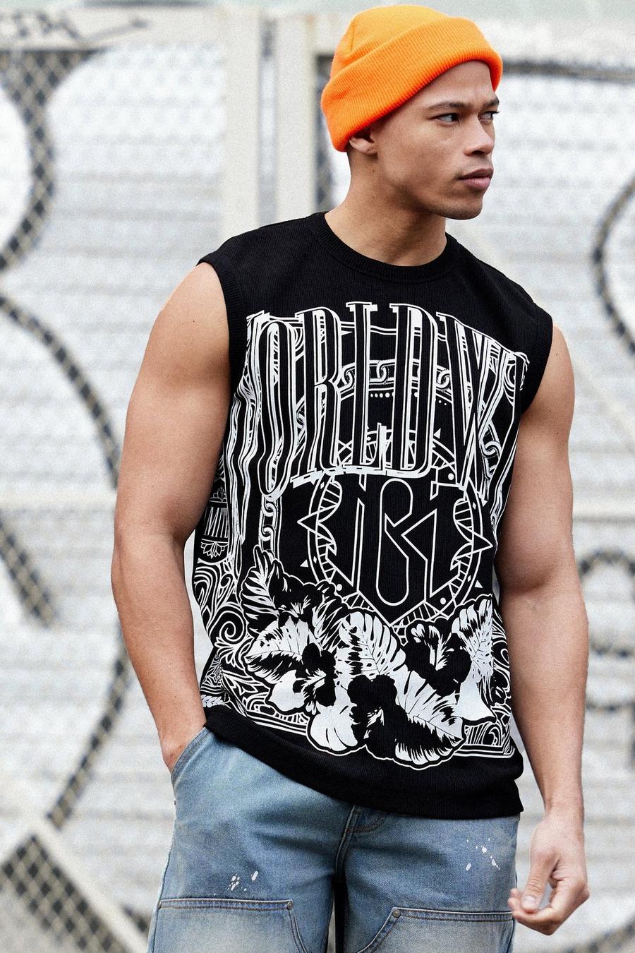 Black Large Scale Printed Heavy Ribbed Tank