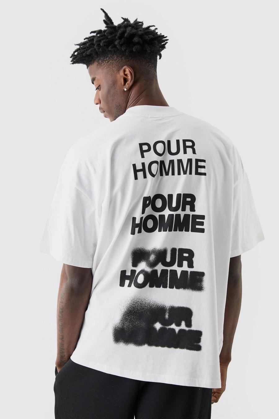 Oversize T-Shirt mit Homme Print, White image number 1