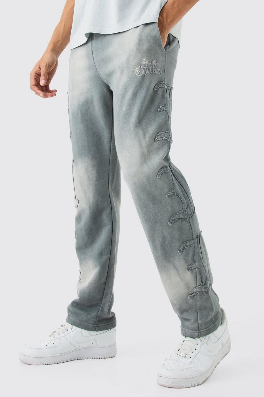 Pantalón deportivo oversize con refuerzos y desteñido 13, Charcoal image number 1