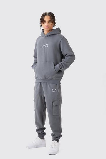 Man Hooded Cargo Tracksuit charcoal