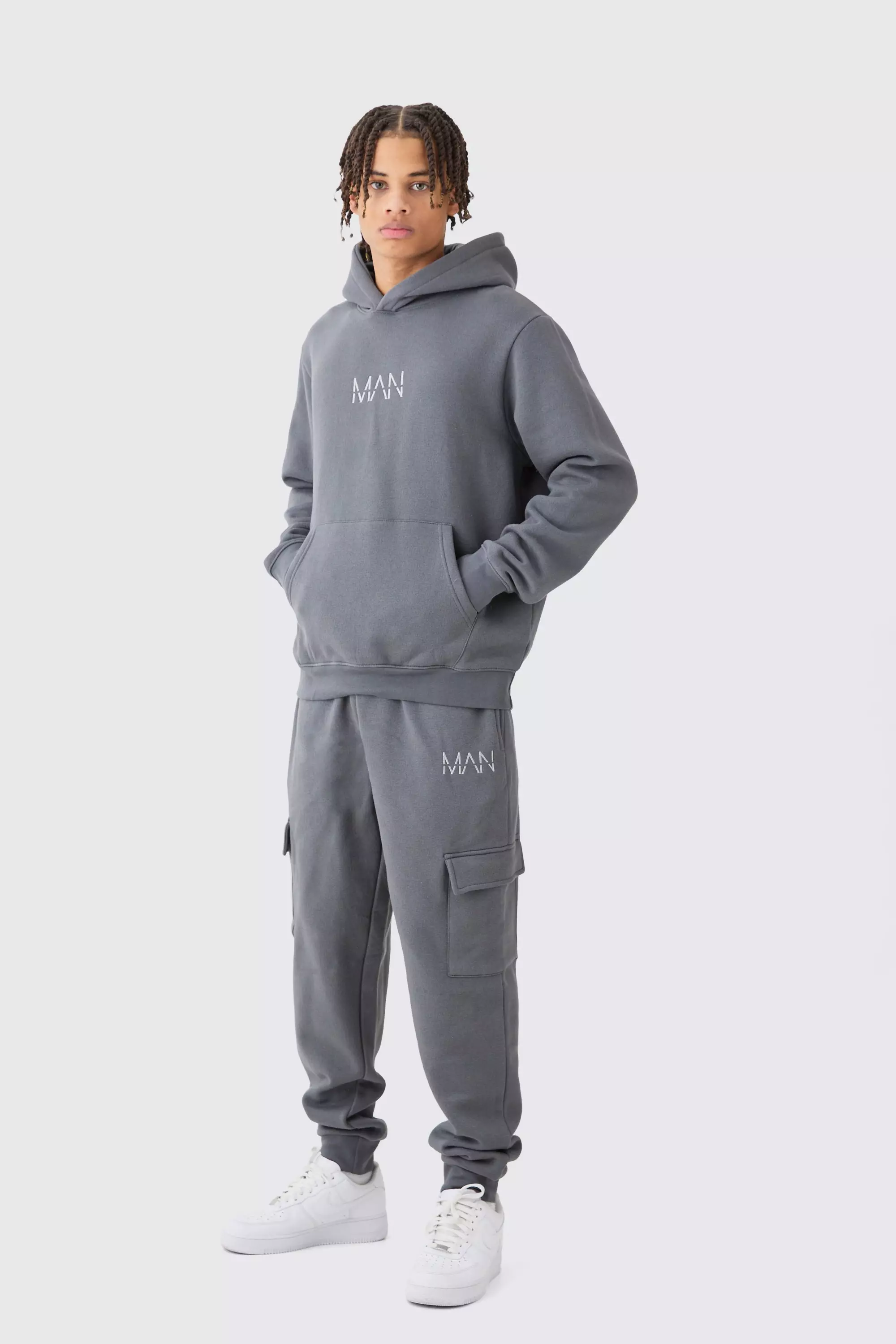 Charcoal Man Hooded Cargo Tracksuit alternative image