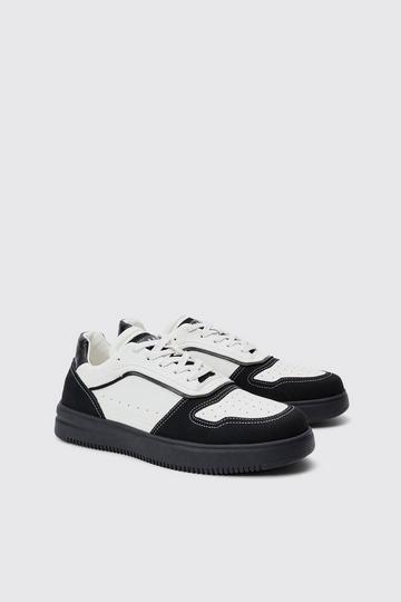 Suede Contrast Panel Sneakers slate blue