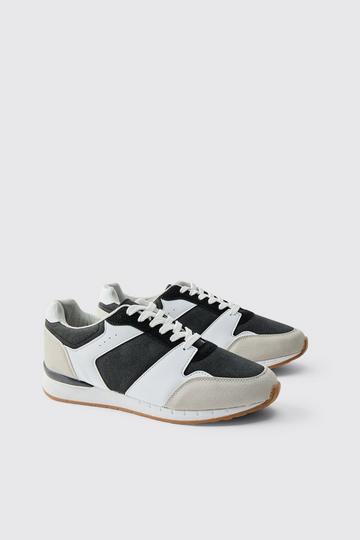 Contrast Panel Chunky Sole Trainers In Light Grey light grey