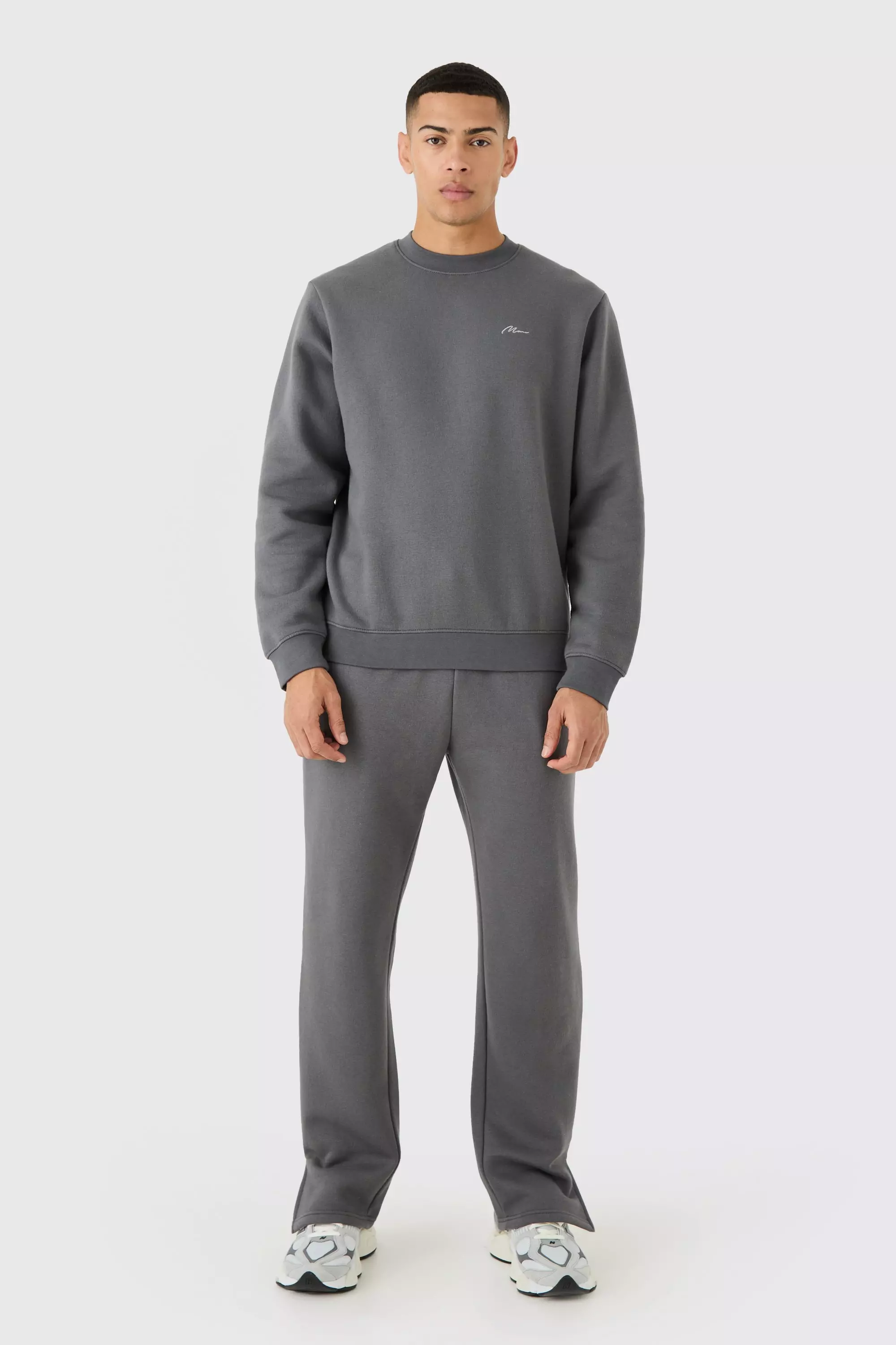 Charcoal Man Signature Extended Neck Split Hem Sweatshirt Tracksuit alternative image