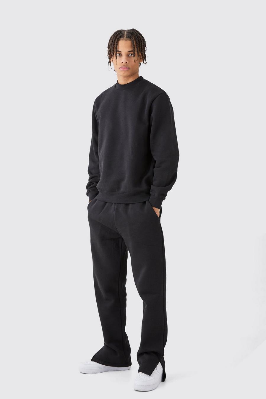 Sweatshirt-Trainingsanzug mit geteiltem Saum, Black