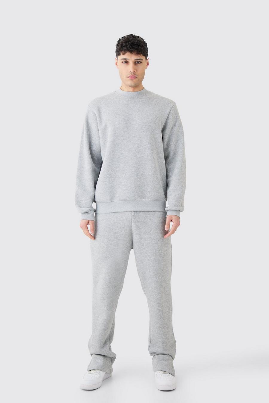 Sweatshirt-Trainingsanzug mit geteiltem Saum, Grey marl image number 1