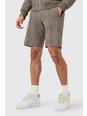 Mocha Textured Straight Fit Pintuck Tailored Shorts