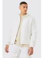 Chaqueta elegante texturizada de algodón jacquard con capucha, White