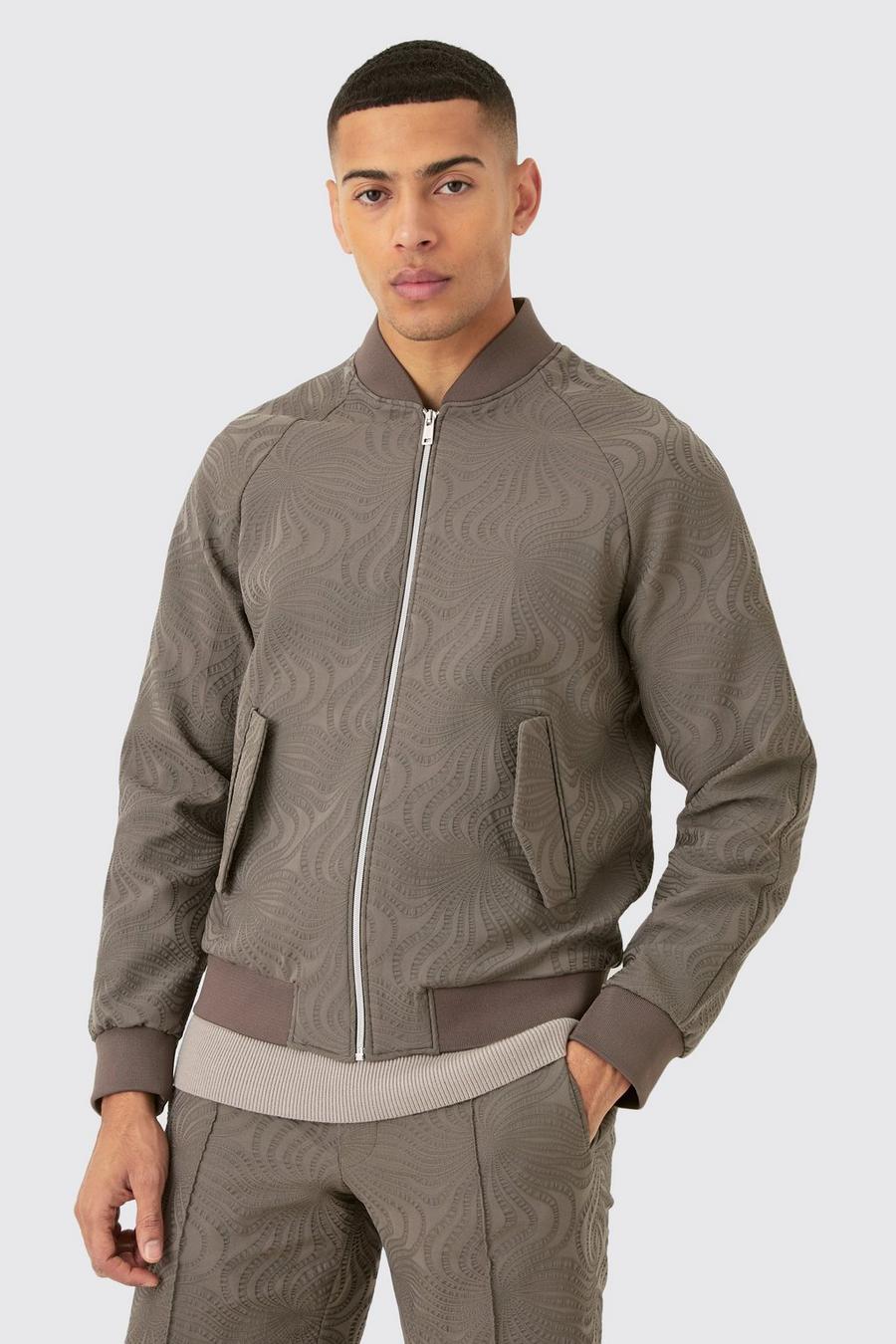 Giacca Bomber sartoriale Regular Fit con trama, Mocha image number 1