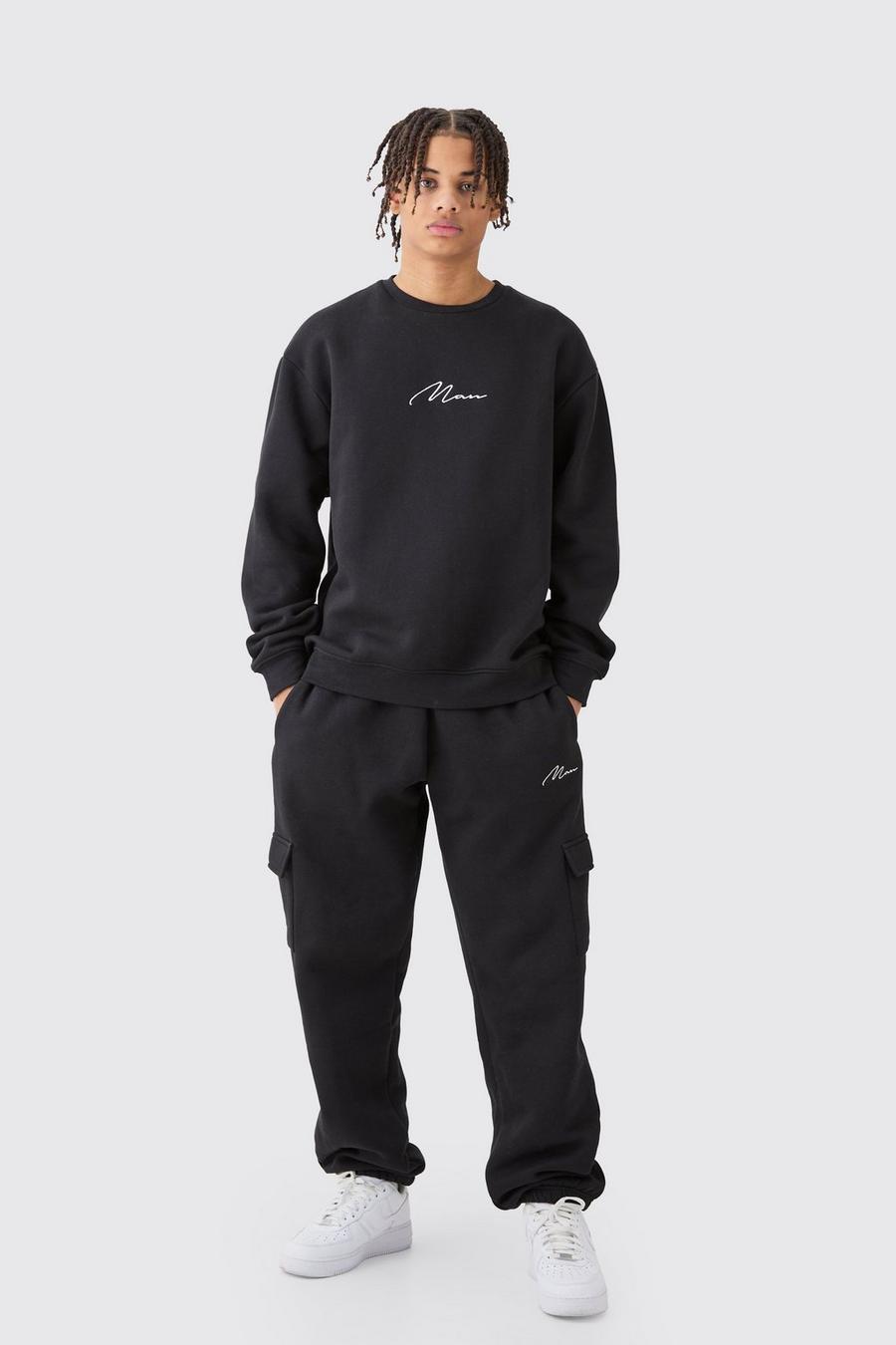 Black Man Signature Oversize sweatshirt med fickor