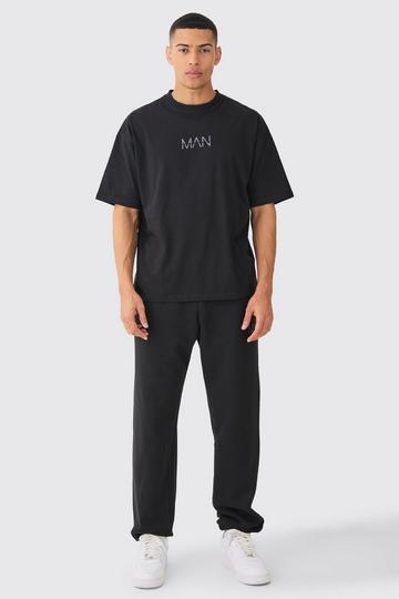 Man Oversized T-Shirt & Sweatpant Set black