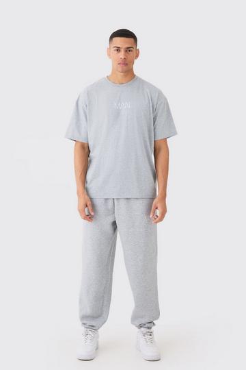 Man Oversized T-Shirt & Sweatpant Set grey marl