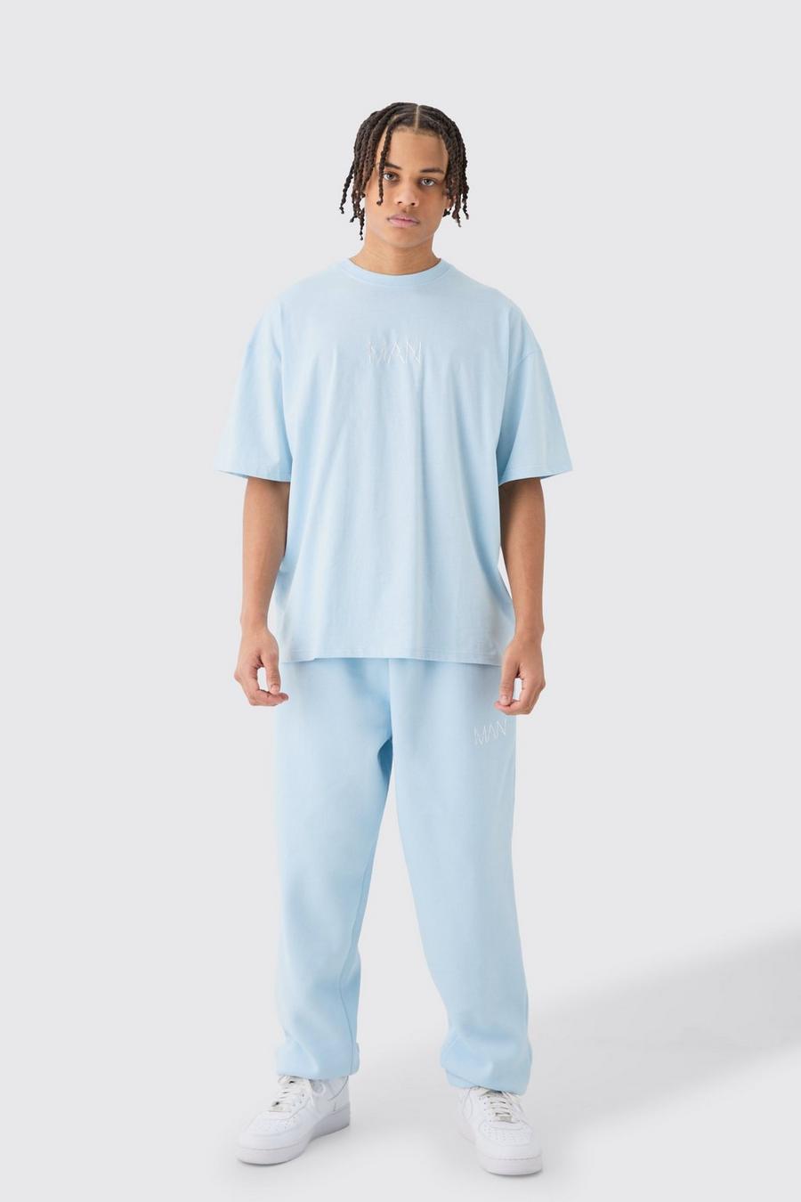 Conjunto MAN oversize de pantalón deportivo y camiseta, Light blue image number 1