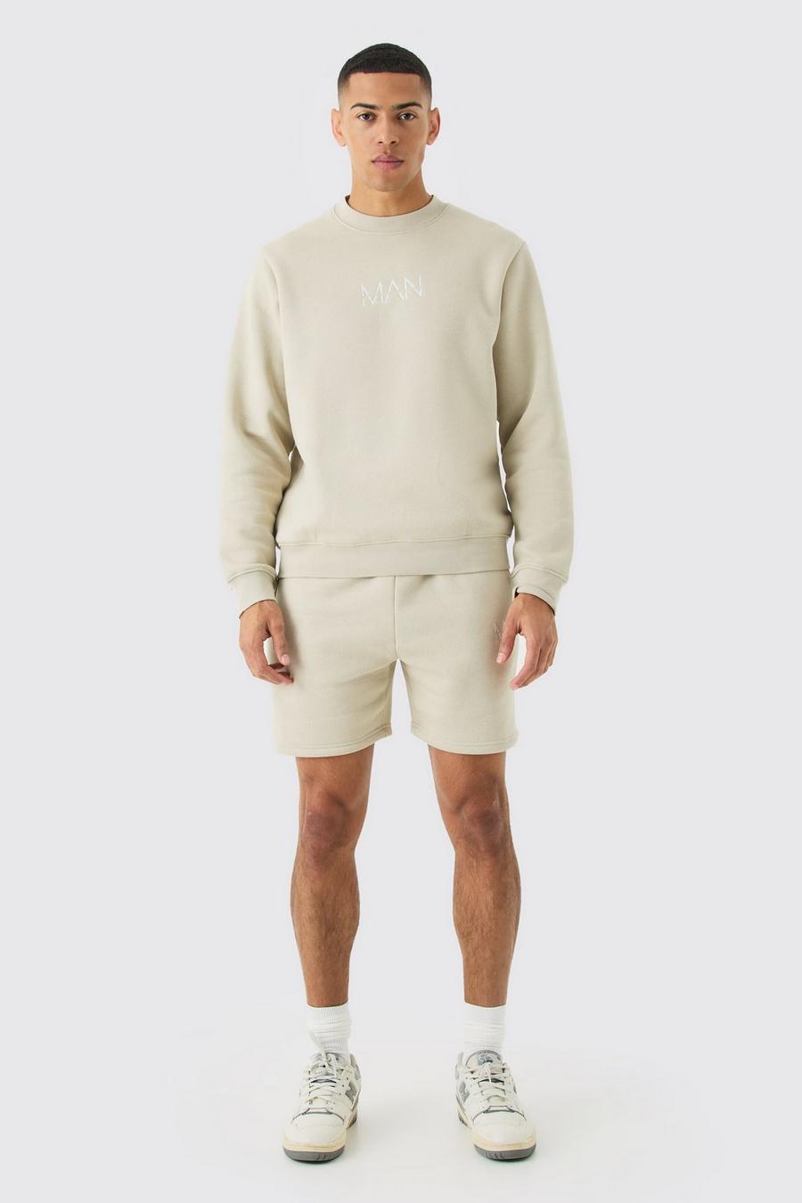 Stone MAN Sweatshirt och shorts med hög halsmudd image number 1