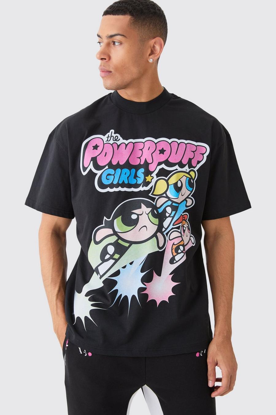 T-shirt oversize à imprimé Powerpuff Girls, Black