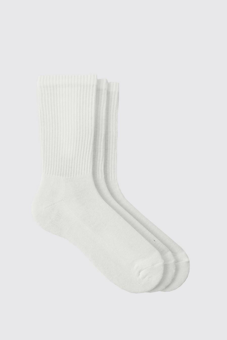 Pack de 3 pares de calcetines deportivos lisos, White image number 1