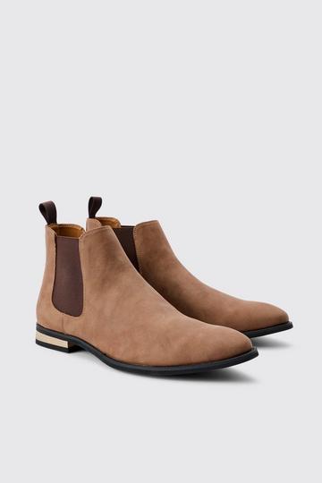 Faux Suede Chelsea Boot In Tan tan