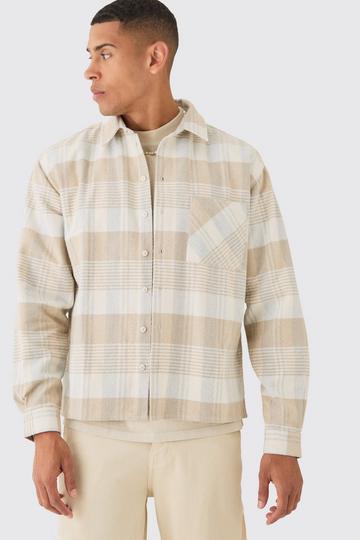 Boxy Flannel Shirt beige