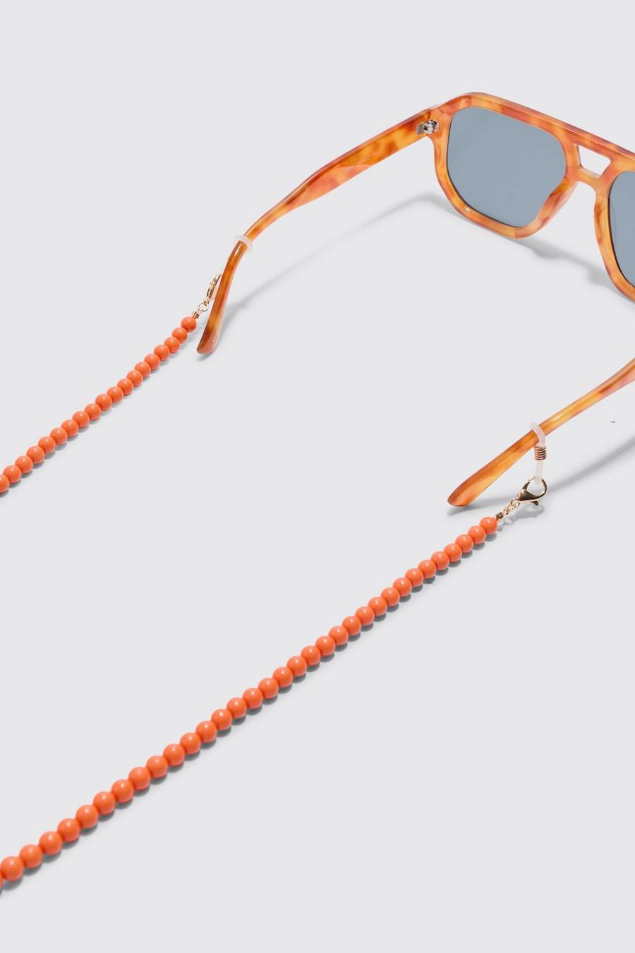 Orangene Sonnenbrillen-Kette mit Perlen, Orange image number 1