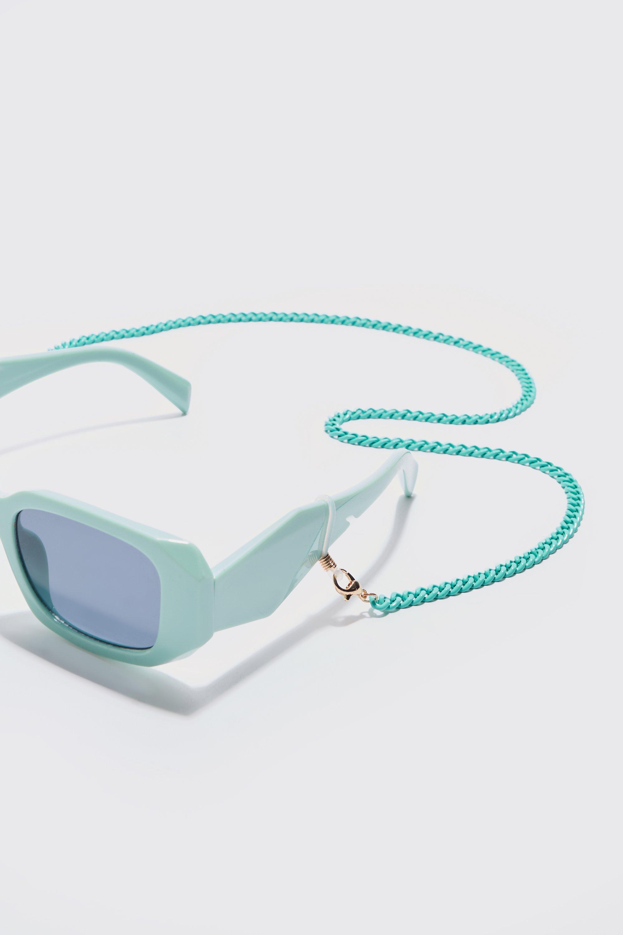 Plastic Matte Finish Sunglasses Chain In Green