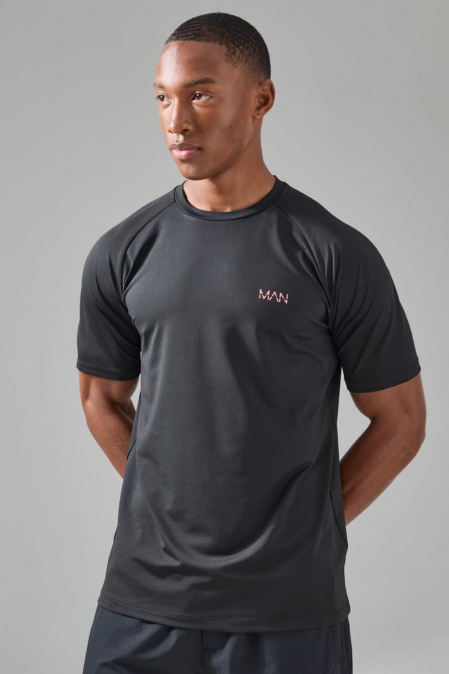 Black Man Active Gym Raglan T-shirt Neon Logo