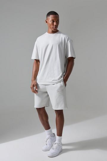 Grey Man Active Training Dept Oversized Embossed T-shirt Shorts Set