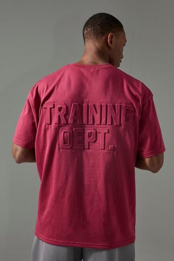 Man Active Training Dept Oversized Embossed T-shirt berry