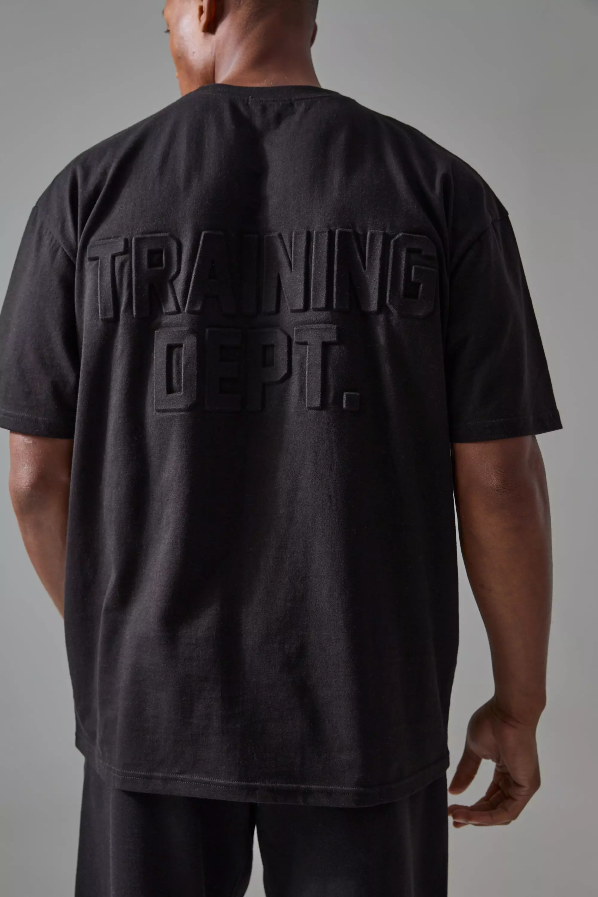 Black Man Active Training Dept Oversized Embossed T-shirt alternative image