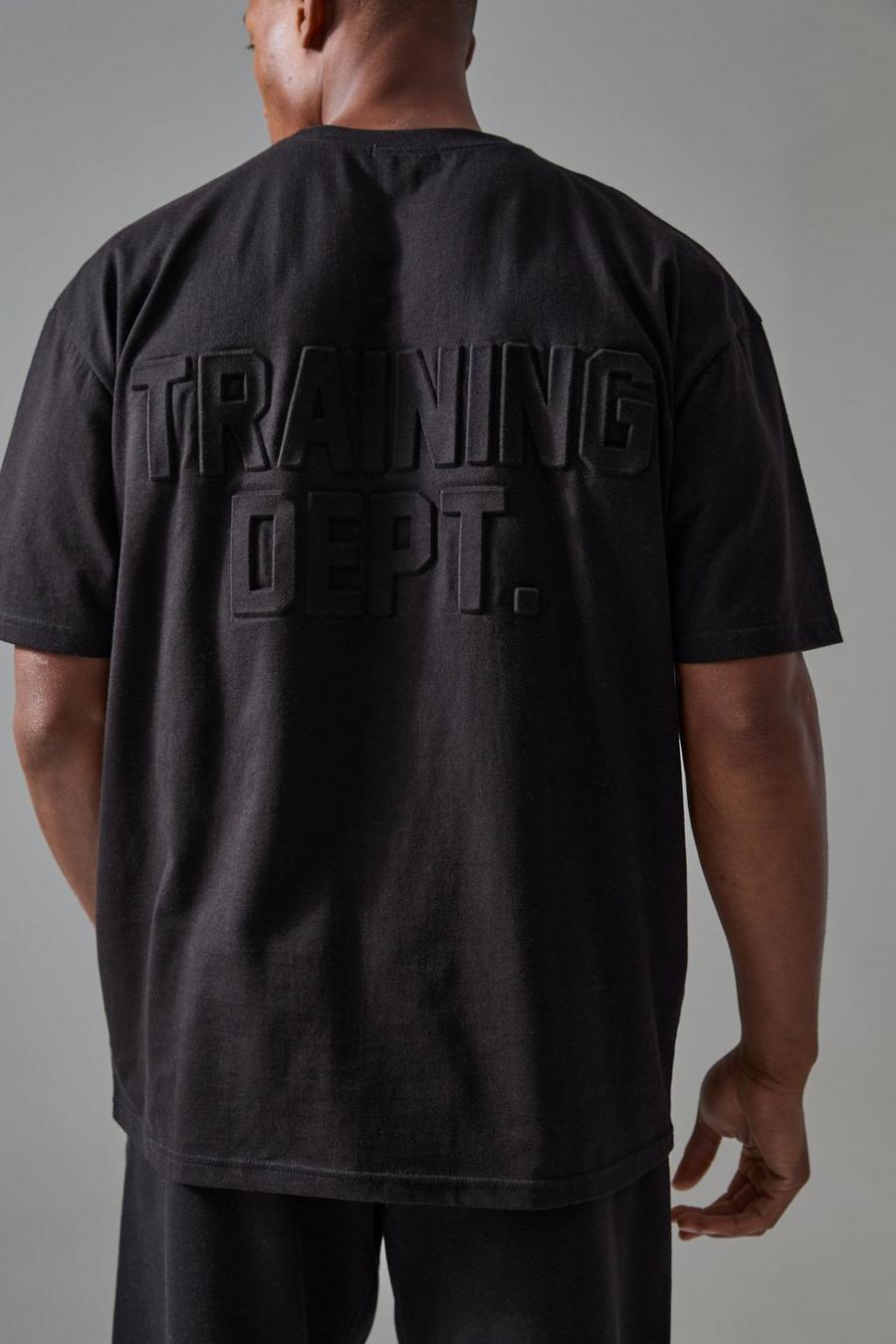Black Man Oversized Active Training Dept T-Shirt Met Reliëf