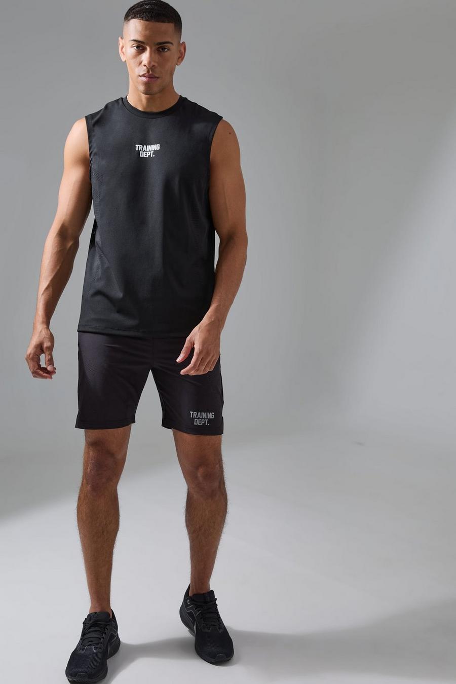 Conjunto de pantalón corto y top sin mangas perforado Active Training Dept, Black