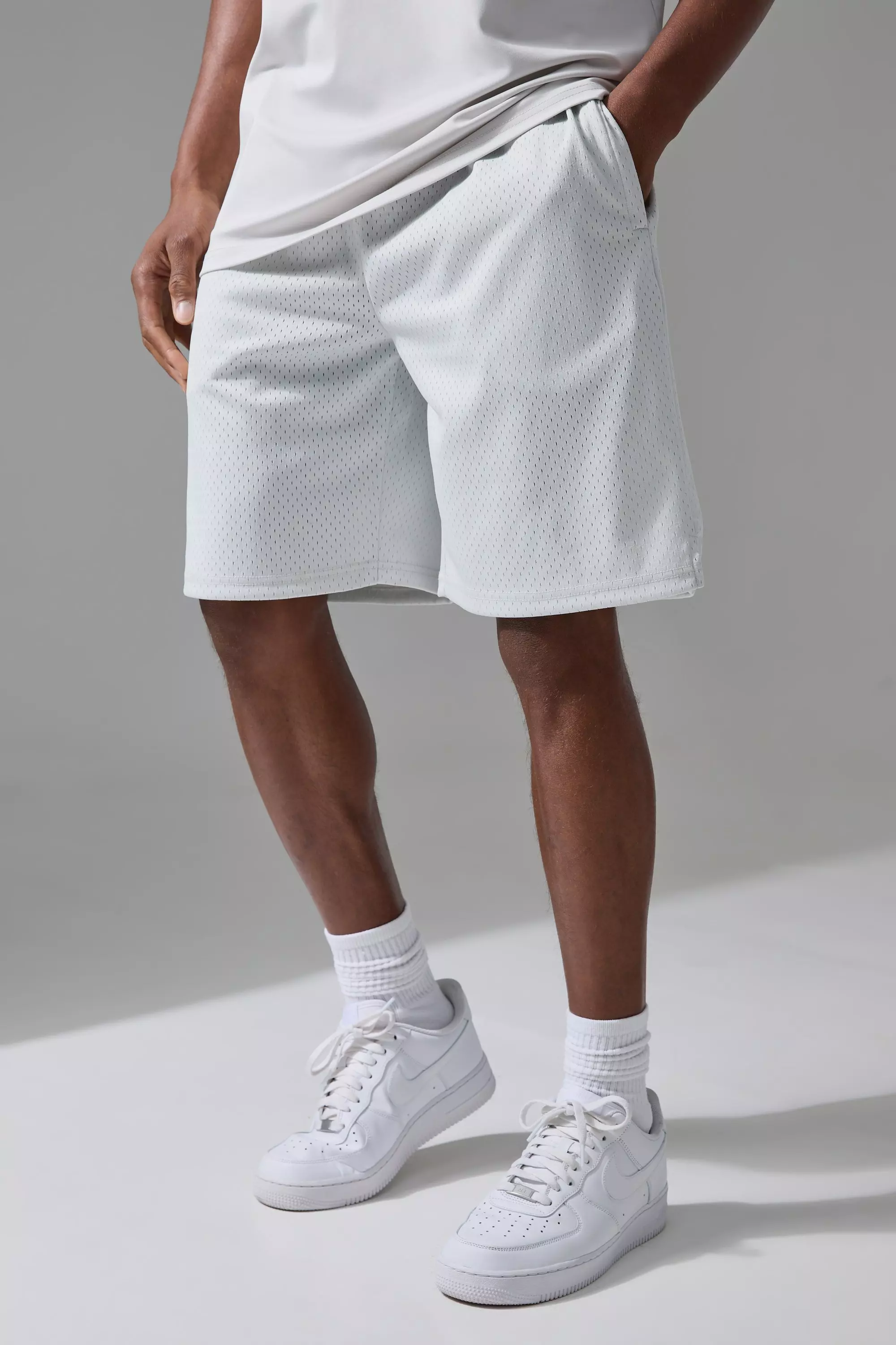 Light grey Active Training Dept Oversized Mesh 9inch Basketball Short alternative image