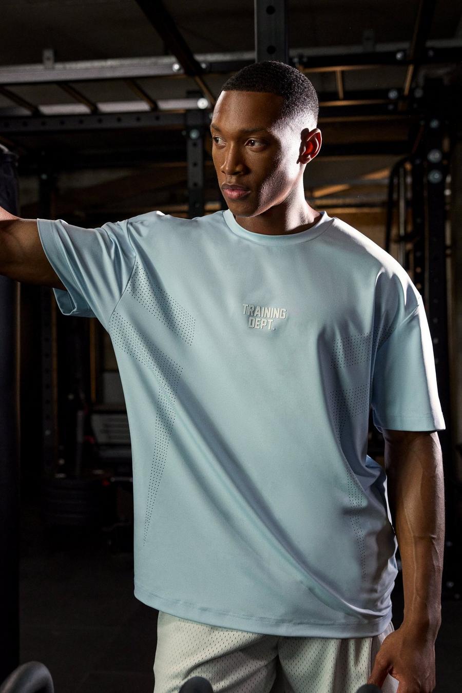 Camiseta Active oversize perforada con estampado Training Dept, Blue
