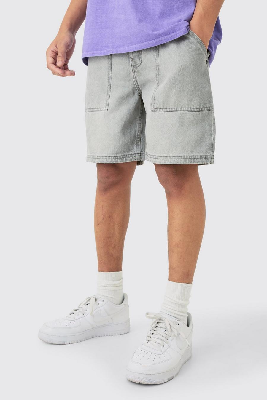 Lockere Man Jeansshorts mit Tasche, Grey image number 1