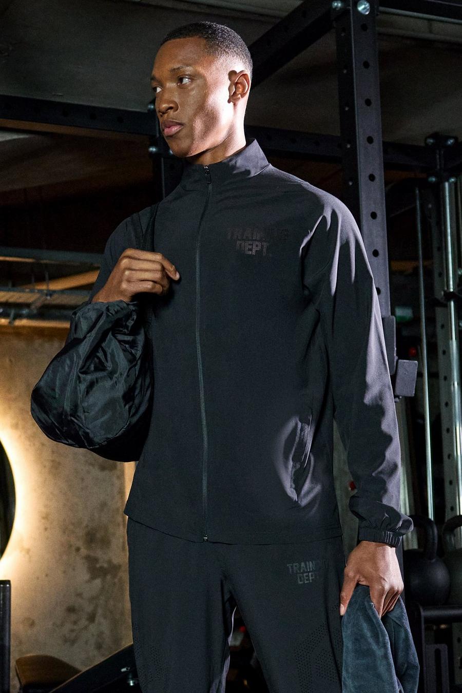 Black Active Training Dept Panelled Funnel Neck Jacket