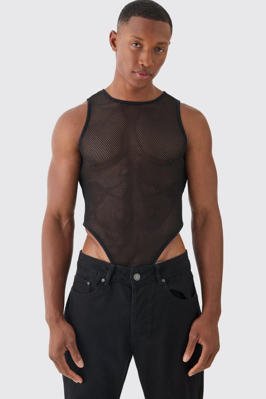 Black Full Mesh Bodysuit image number 1