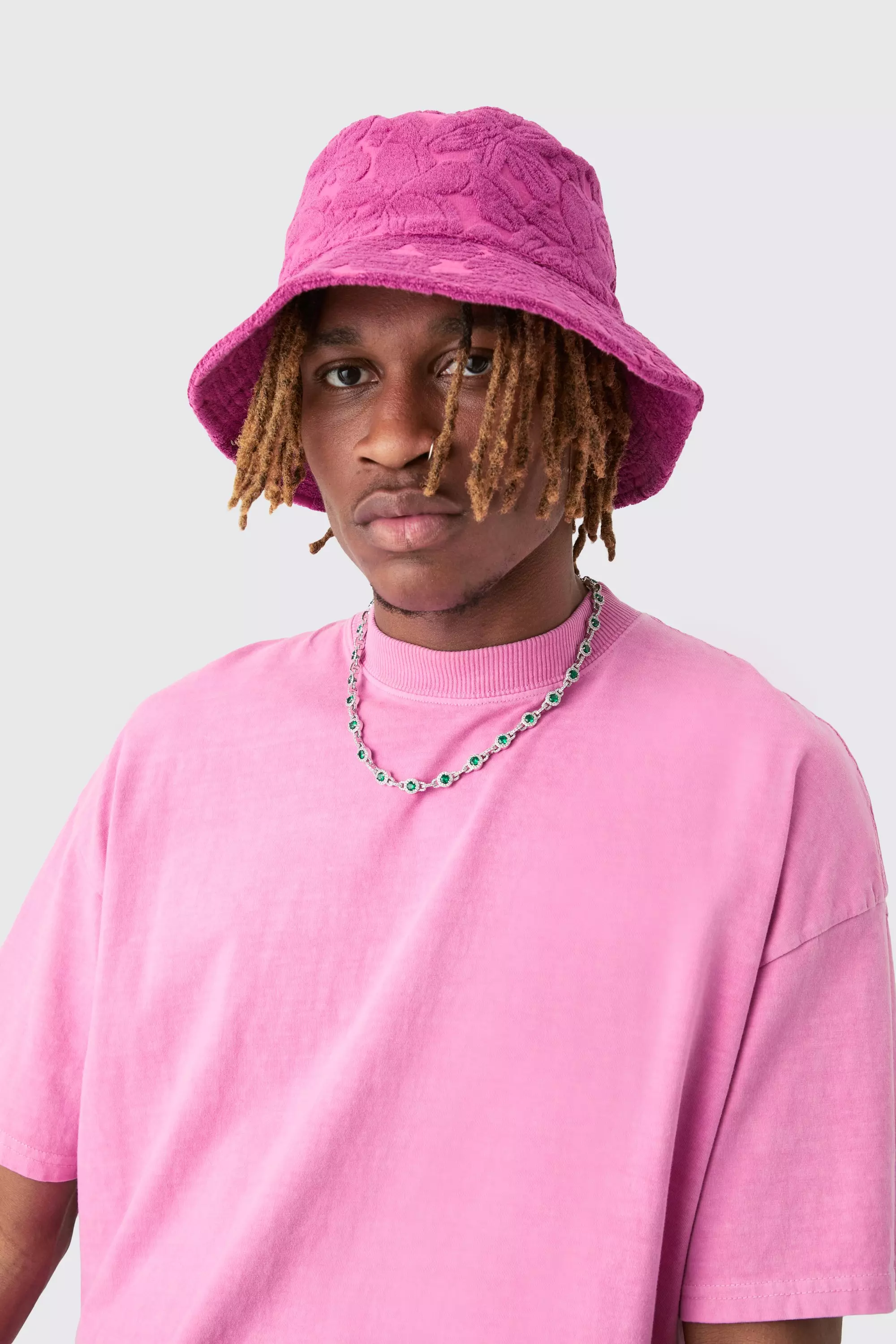 Towelling Bucket Hat In Pink alternative image