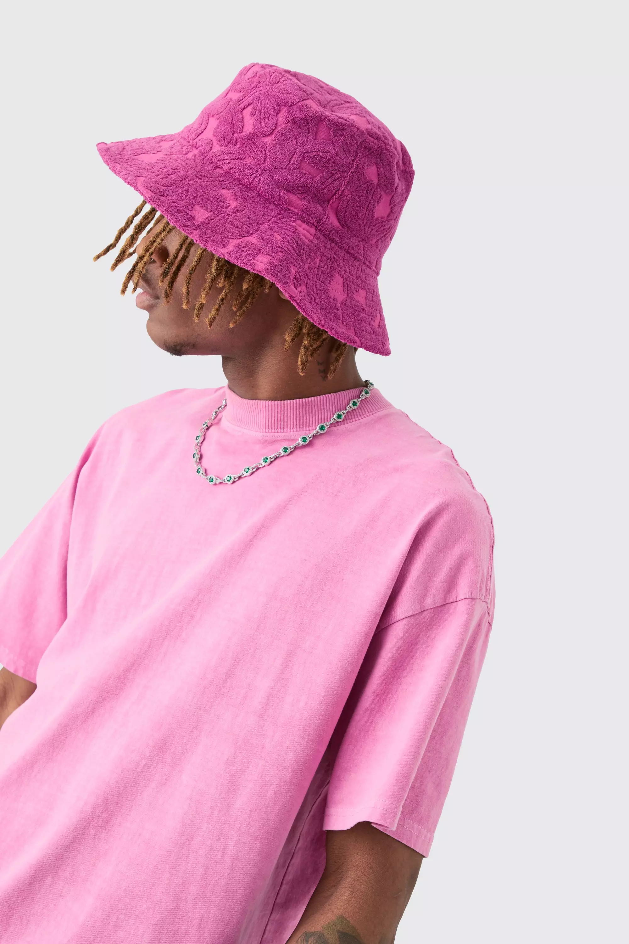 Towelling Bucket Hat In Pink alternative image