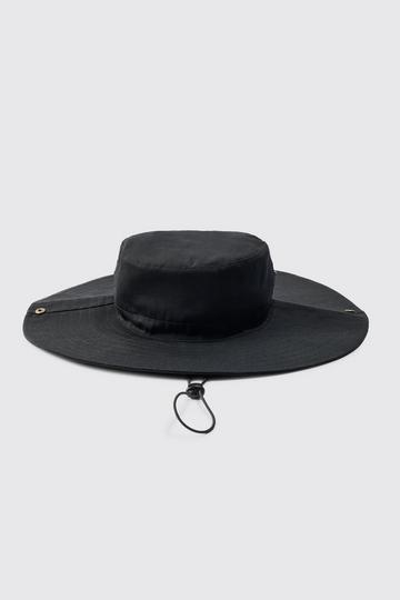 Black BM Wide Brim Bucket Hat In Black