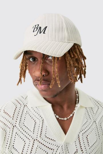 BM Embroidered Corduroy Cap In Ecru ecru