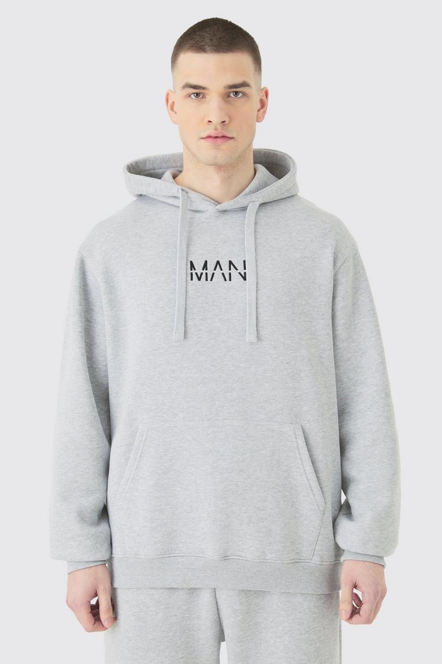 Tall - Sweat à capuche basique à logo - MAN, Grey marl image number 1