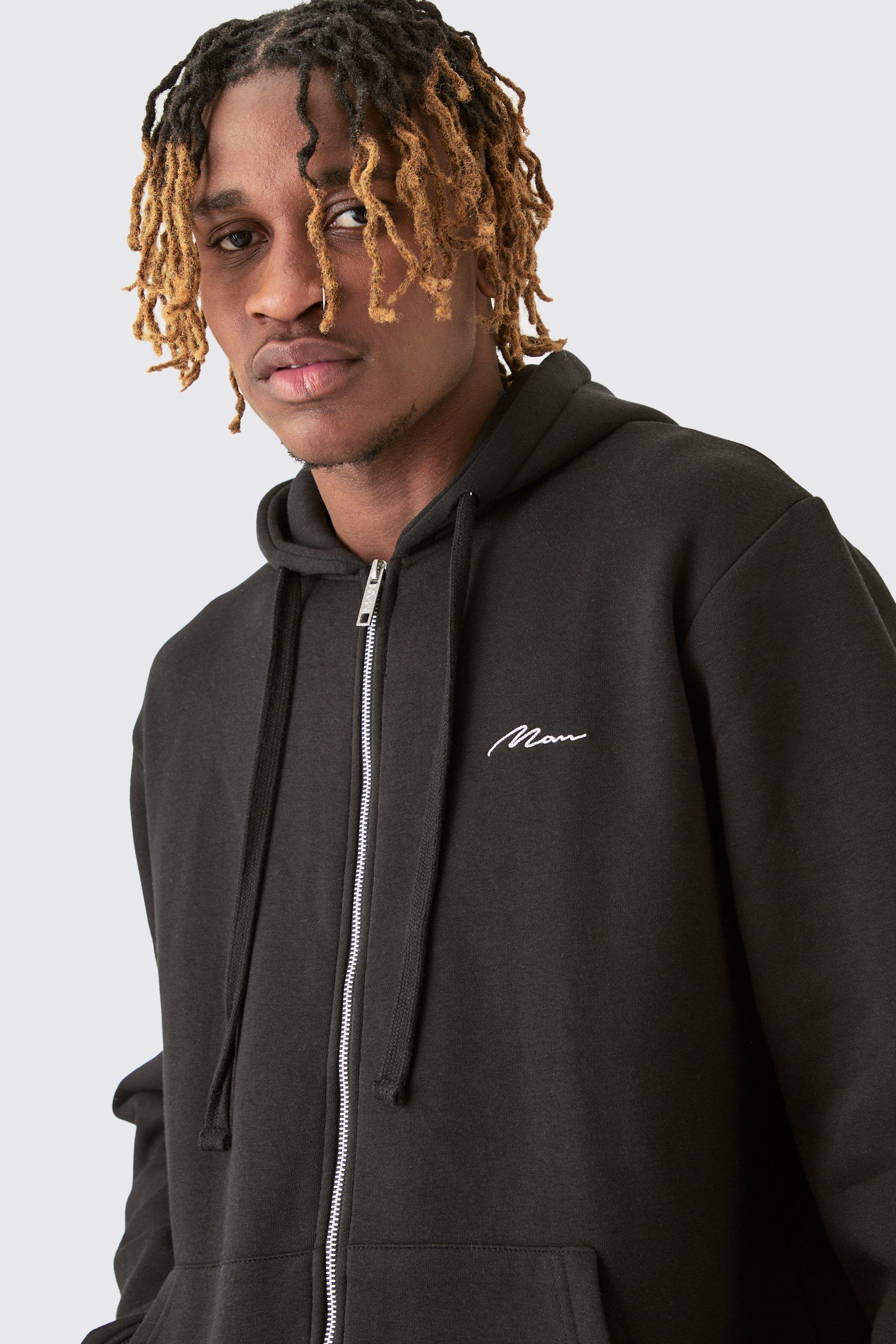 Black zip through hoodie online