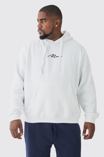 Plus Basic Man Signature Hoodie In Wit white