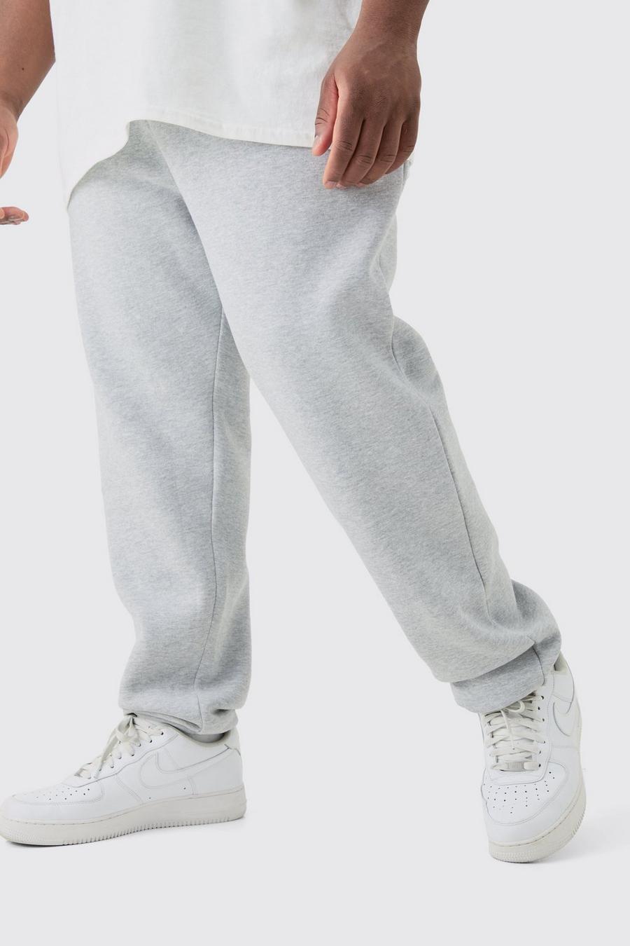 Pantaloni tuta Plus Size Basic in mélange grigio, Grey marl