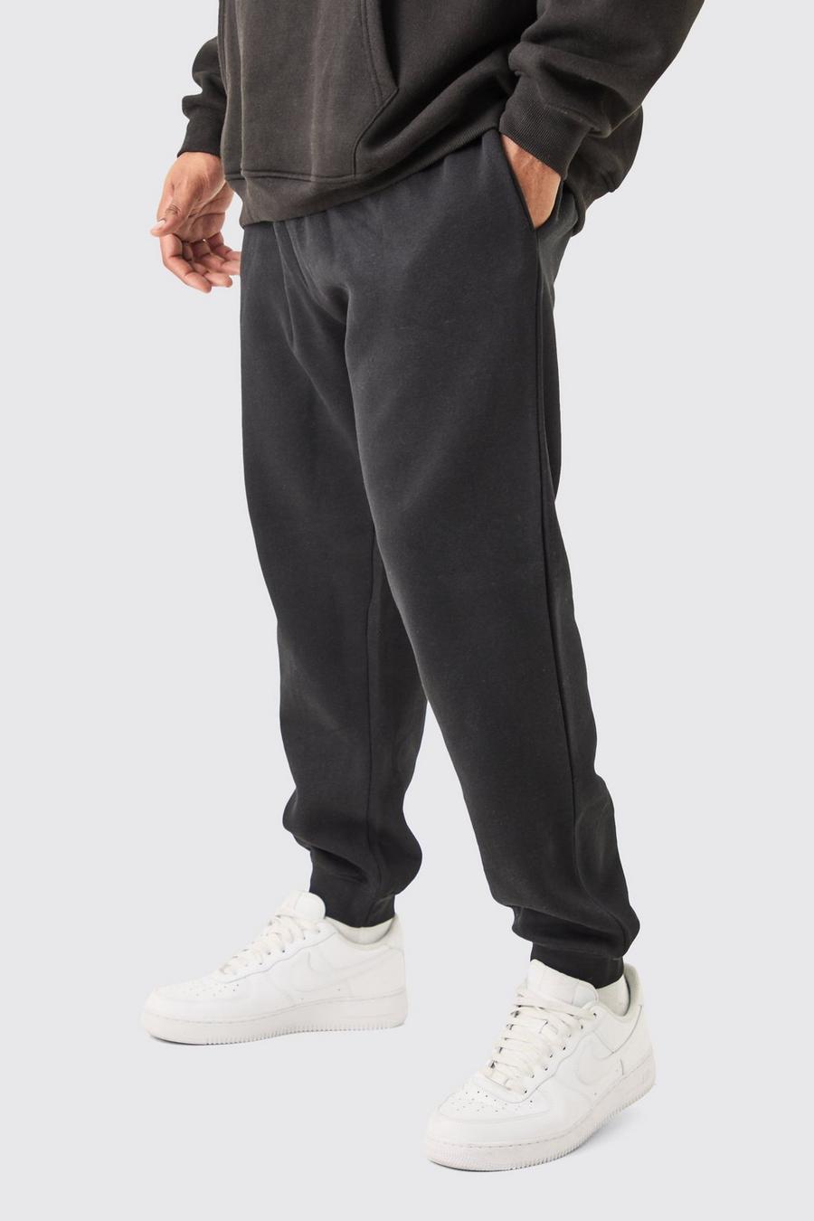Pantaloni tuta Plus Size Basic Slim Fit neri, Black image number 1