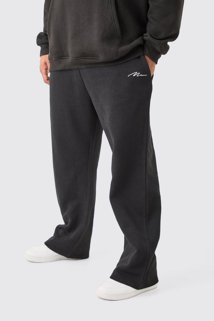Pantalón deportivo Plus holgado negro con firma MAN, Black
