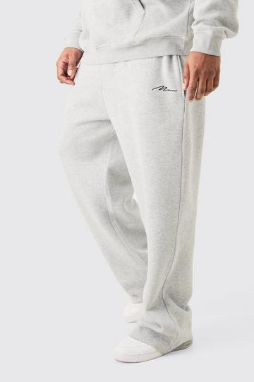 Grey Plus Man Signature Relaxed Fit Jogger In Grey Marl