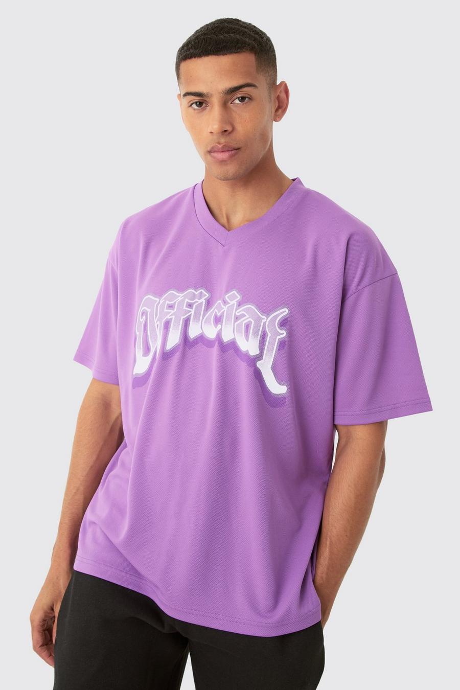 Purple Oversized Mesh Official Varsity Top image number 1