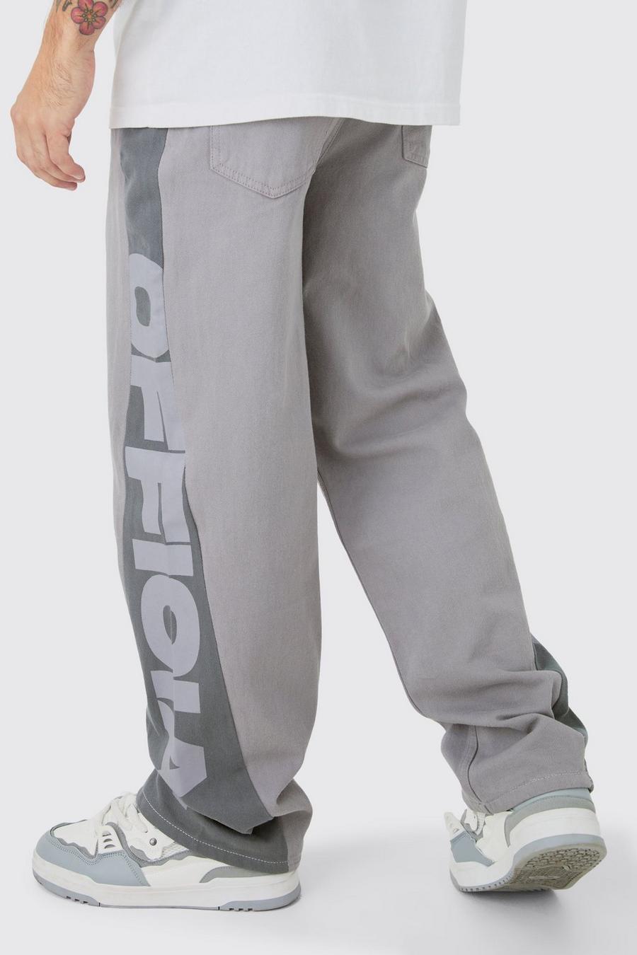 Pantalon baggy à empiècements contrastants, Grey